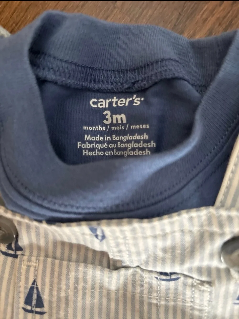 Carter's Blue Tee with Striped Sailboat Short Overalls